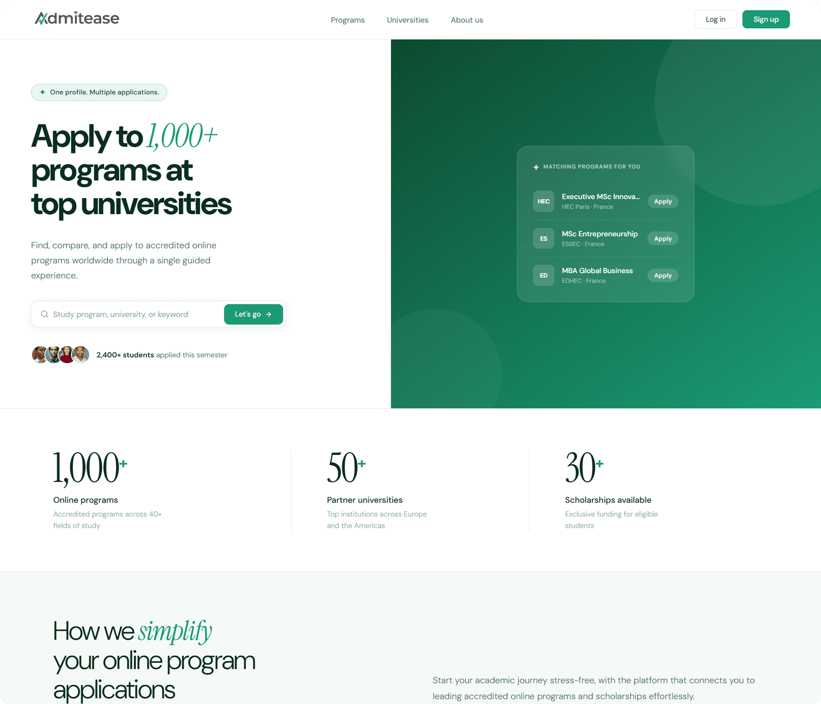 Homepage after redesign