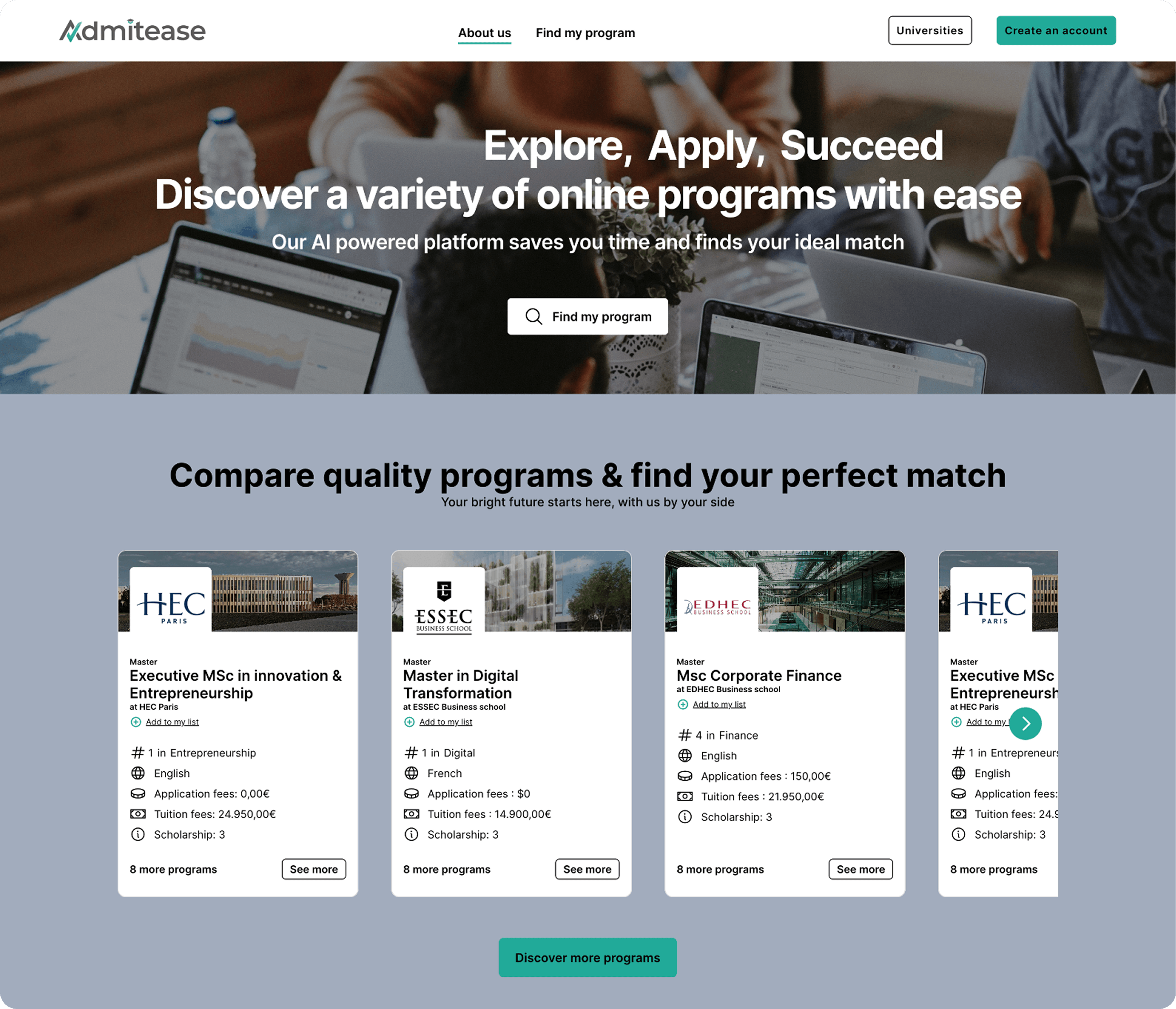 Homepage before redesign