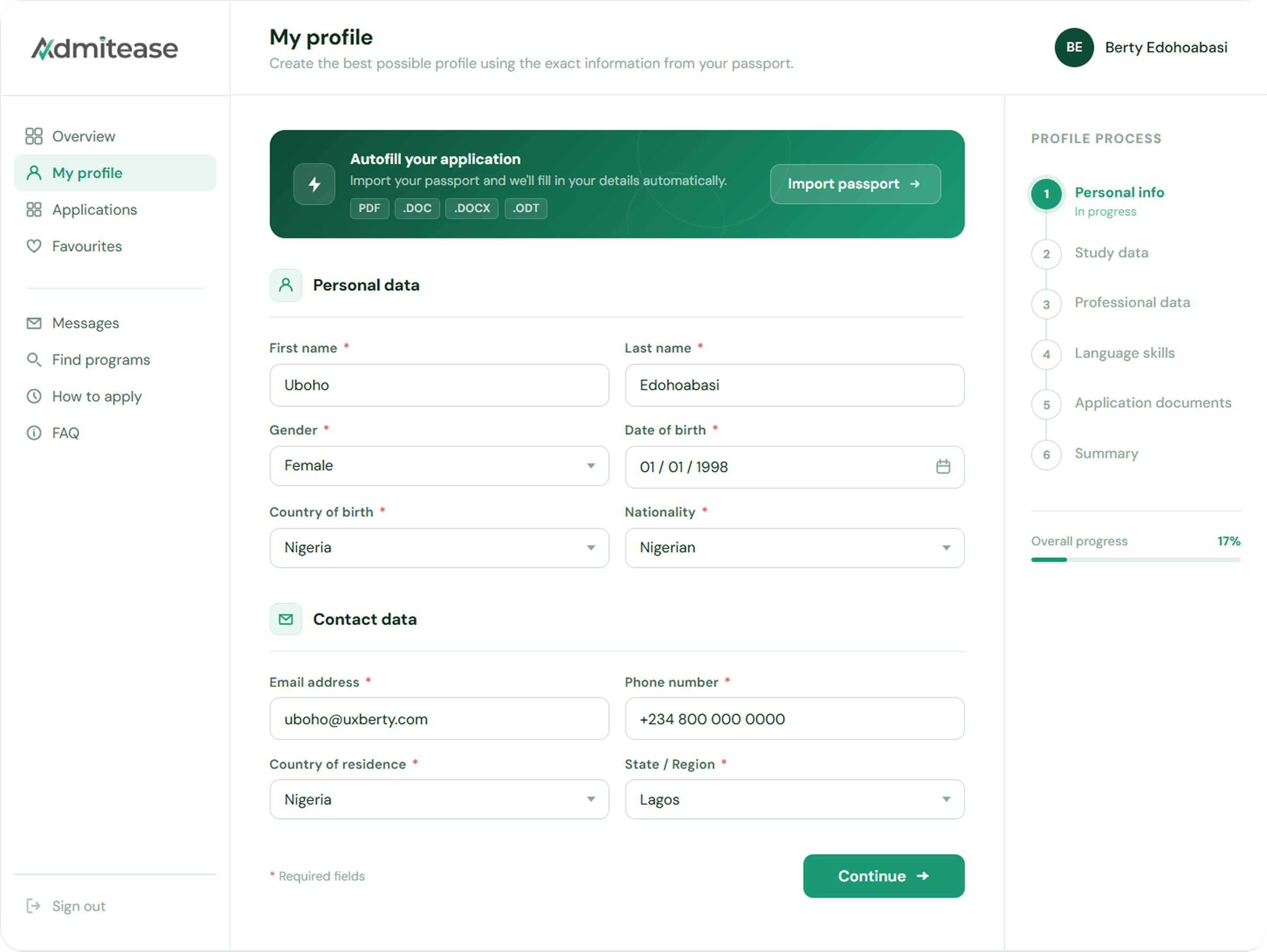 Profile after redesign